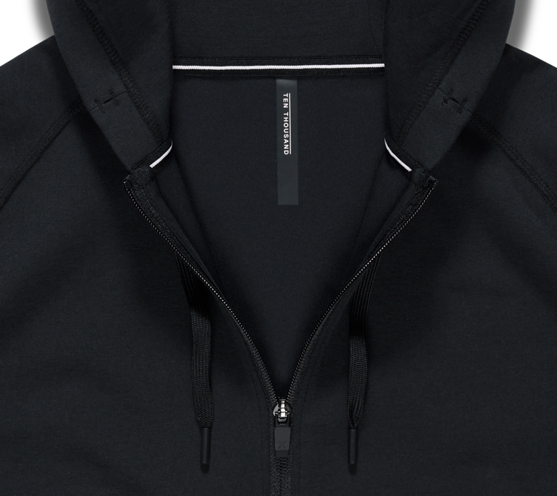 Midweight Tech Hoodie (Full Zip) - Black/Full Zip